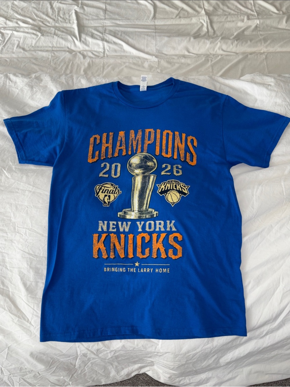 Jerzees Royal Blue New York Knicks "Champions" Graphic Tee